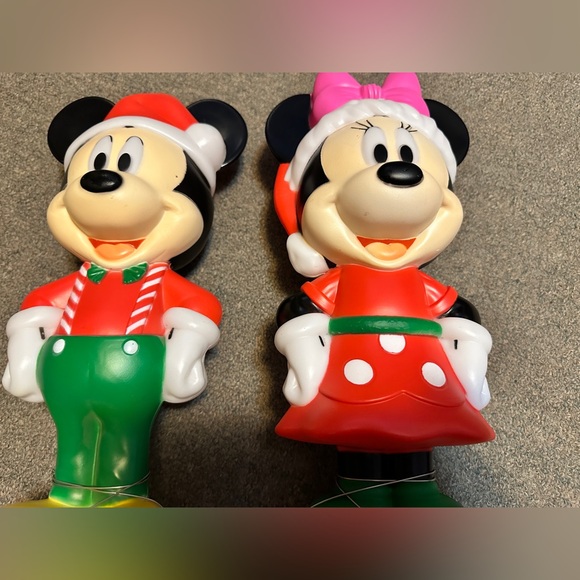 Disney Mickey Minnie Mouse Lighted Christmas Blow Mold 14" LED Set EXCELLENT - Picture 2 of 8